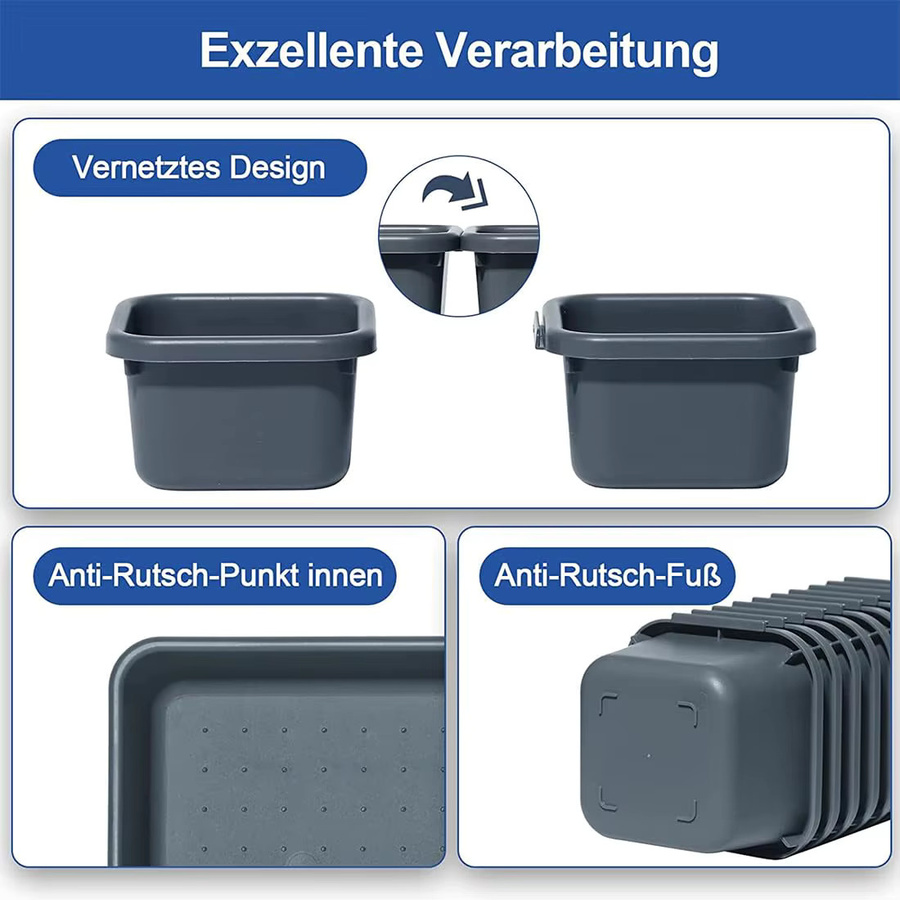 8-in-1 Schubladenteiler Organizer Set aus Kunststoff für Büro, Küche und Make-up in Grau und Weiß - Bild 3
