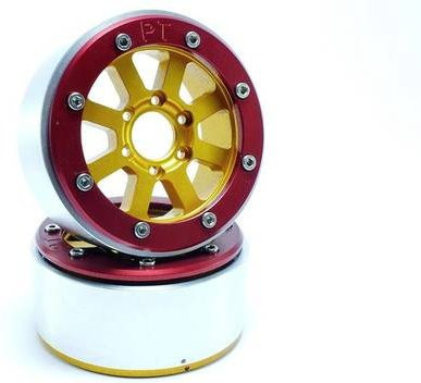 Metsafil 1:10 Crawler Felgen Hammer aus Aluminium in Gold und Rot, 1 Paar - Bild 1