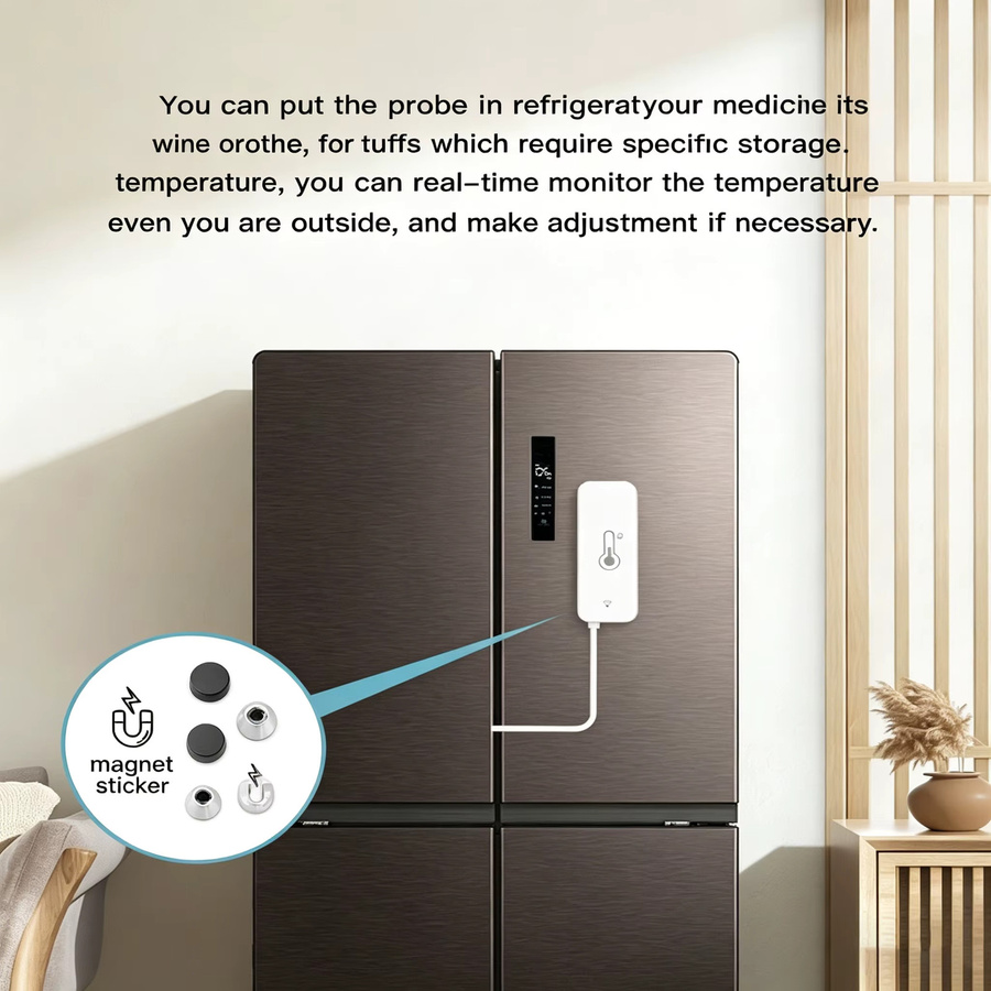 Tuya Zigbee WiFi Temperatur-Feuchtigkeitssensor mit externer Sonde für dein Smart Home in Weiß - Bild 2