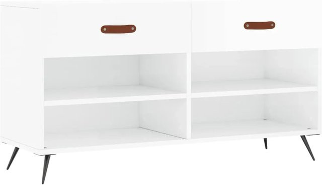 vidaXL Schuhbank in Hochglanz-Weiß mit Schuhregal, B/T/H: 102 x 35 x 55 cm - Bild 1