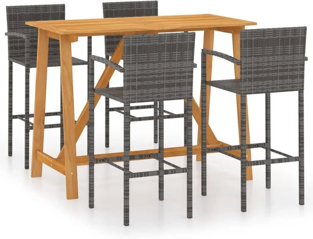 vidaXL 5-tlg Gartenbar-Set Modell 4 aus Akazien-Massivholz in Grau - Bild 1
