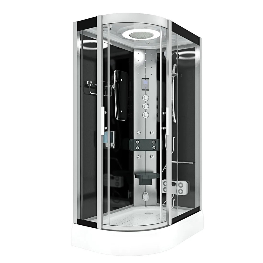 AcquaVapore Duschkabine D60-73T3L als Duschtempel mit Sauna, Regendusche, Handbrause, Körperdüsen, LED-Beleuchtung und Dampfgenerator in Schwarz, B/T: 120 x 80 cm - Bild 2