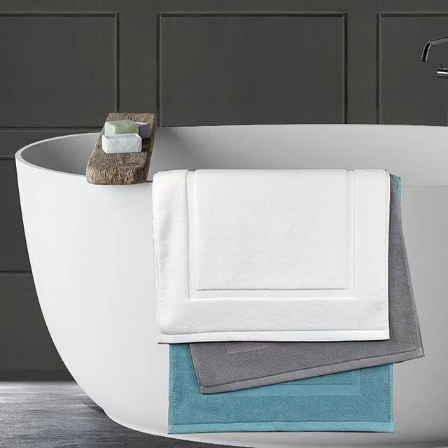 Hotelhaus Bodenhandtuch aus 100 % Baumwolle in Weiß, rutschfeste Jacquard-Badematte für dein SPA-Erlebnis - Bild 1