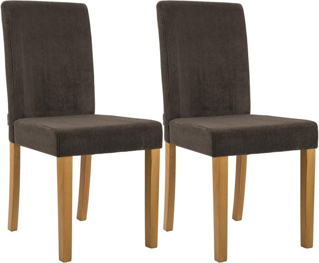 CLP Esszimmerstuhl 2er Set Ina gepolstert mit Cordbezug und Holzgestell in Braun - Bild 1