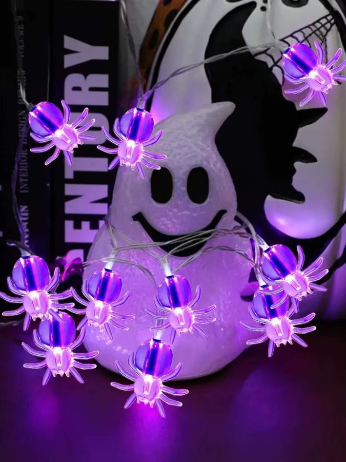 Peach Forest Halloween LED Spinne Lichterkette mit 20 Lichtern, batteriebetrieben, Multicolor, dekorative Hängeleuchte für Schlafzimmer und Zuhause - Bild 2
