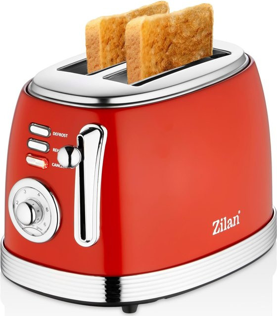 Zilan Retro Toaster mit 2 Scheiben und 850 Watt in Rot - Bild 1