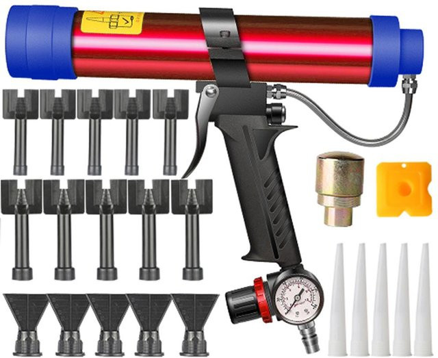 Pneumatische Glasklebepistole von Toys Arts in Rot und Multicolour, einstellbare Luft-Gummi-Pistole aus Aluminium für 310 ml - Bild 1
