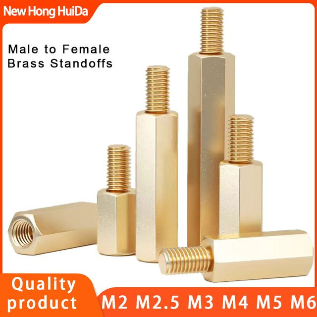 NEWHONGHUIDA Messing Sechskant Motherboard Abstandshalter Set mit metrischem Gewinde M2 M2,5 M3 M4 M5 M6 in Gold und Messing - Bild 1