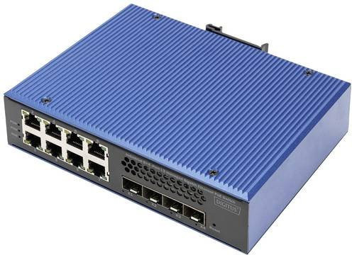 Digitus Industrial Ethernet Switch DN-651161 mit 8 Gigabit Ports und 4 10 GBit/s Uplink Ports, L3 Managed, Blau - Bild 1