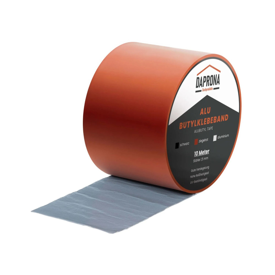 Daprona Butylband Dichtband wasserdicht in Ziegelrot mit Alu-Beschichtung B: 100 mm, L: 10 m - Bild 2