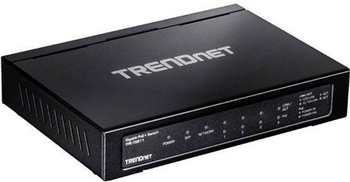 TRENDnet TPE-TG611 Gigabit Netzwerk Switch mit PoE+ Funktion, 4 x 10/100/1000 Mbit/s, 1 x Gigabit SFP Uplink, Schwarz - Bild 2