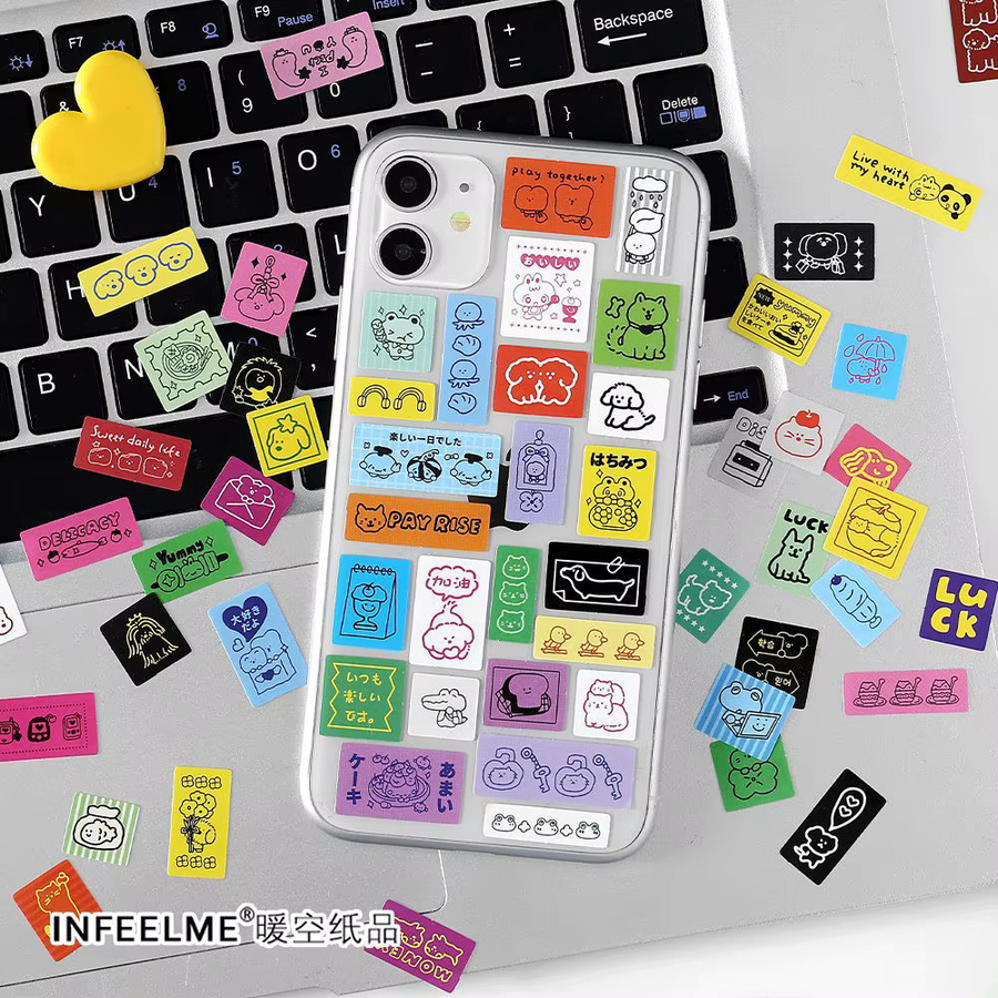 TWBEB Lucky Label Sticker Pack mit süßen Mustern im koreanischen Stil, 50 Blatt, Mehrfarbig, Scrapbooking-Zubehör für dein Tagebuch - Bild 3