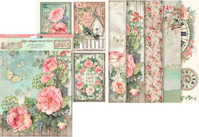Stamperia Motiv-Strohseide House of Roses, 6er-Set, Multicolor, A4 - Bild 1