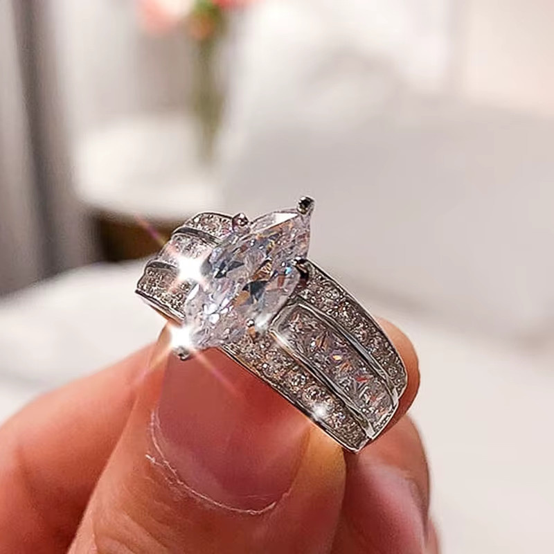 Huitan Eheringe, Zirkonia, Silber, Damen - Bild 2