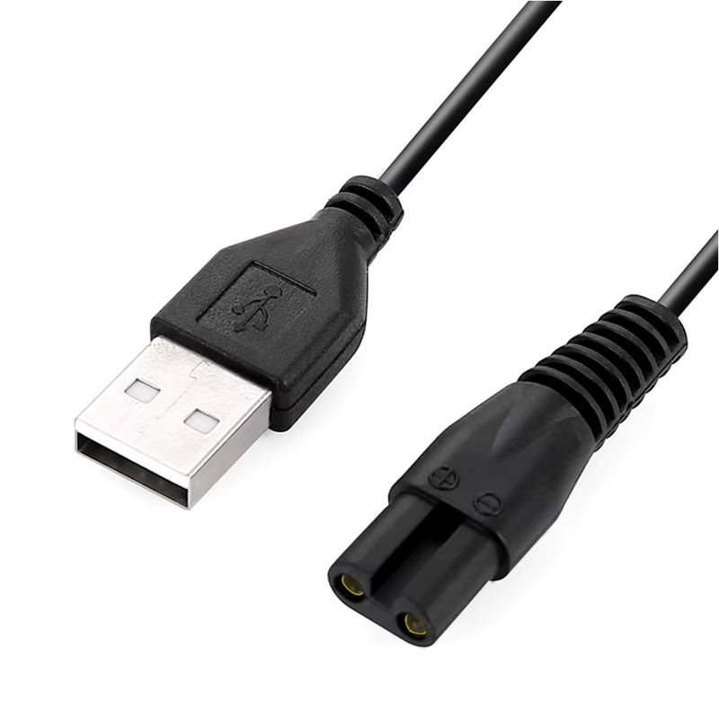 Edekoy USB-2-Pin-Ladekabel in Schwarz für Rasierer, kompatibel mit FS373, FS372, FS339, FS871 und Modellen mit Doppelloch-Steckverbindern - Bild 2