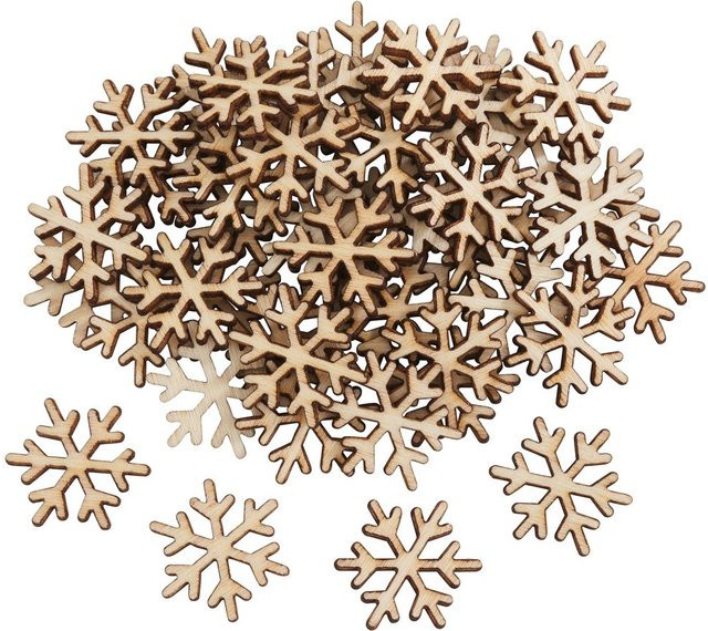 VBS Streuteile Snowflakes aus Holz in Beige für Weihnachten und Winter - Bild 1