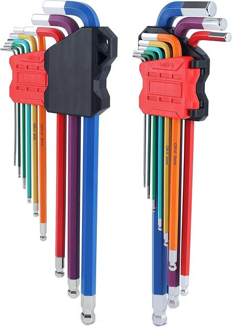 LUCHSHIY Inbusschlüssel-Set 9-teilig mit Kugelkopf, metrisch 1,5–10 mm, rutschfest, Mehrfarbig - Bild 1