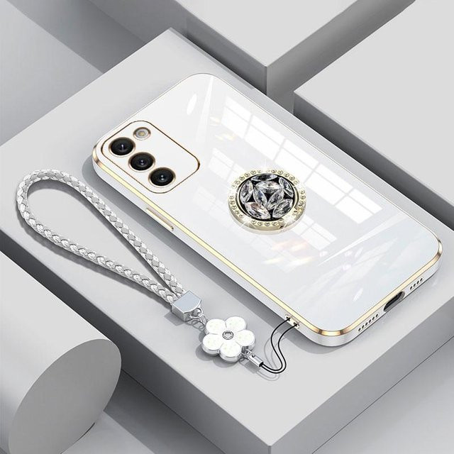 Luxus Diamant Schutzhülle mit Lanyard für Samsung Galaxy S24 S23 S22 Ultra S23 FE A55 A54 A53 A35 A15 A16 A25 A13 A14 A34 in Beige - Bild 1