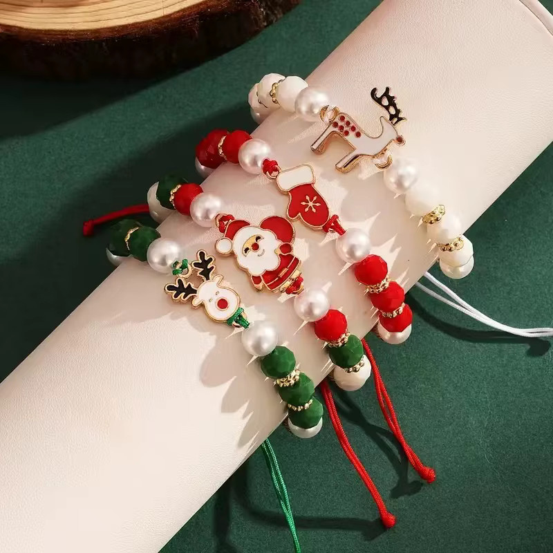 Armband Damen, Keramik, Bunt, Perle, Elch-Weihnachtsmann - Bild 3