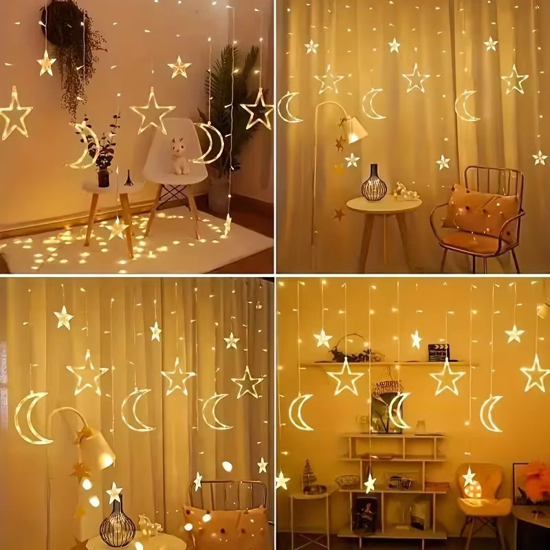 Leclstar USB LED-Lichterkette als Vorhang mit Sternen und Mond in Mehrfarbig (RGB) zur Innenraumdekoration - Bild 4