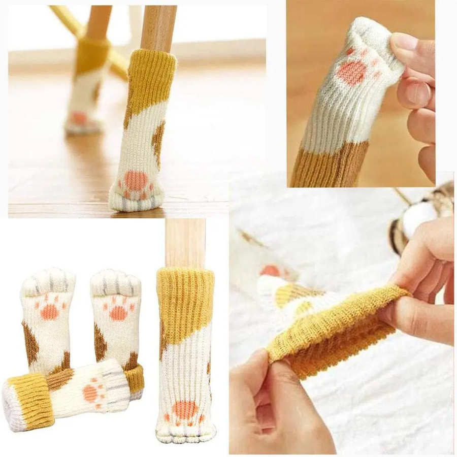24er Set Yiran Furniture Möbel Socken mit Katzenpfoten-Design, rutschfeste Stuhlbein Abdeckungen und Bodenprotektoren in Multicolor, passend für quadratische und runde Möbelbeine - Bild 2