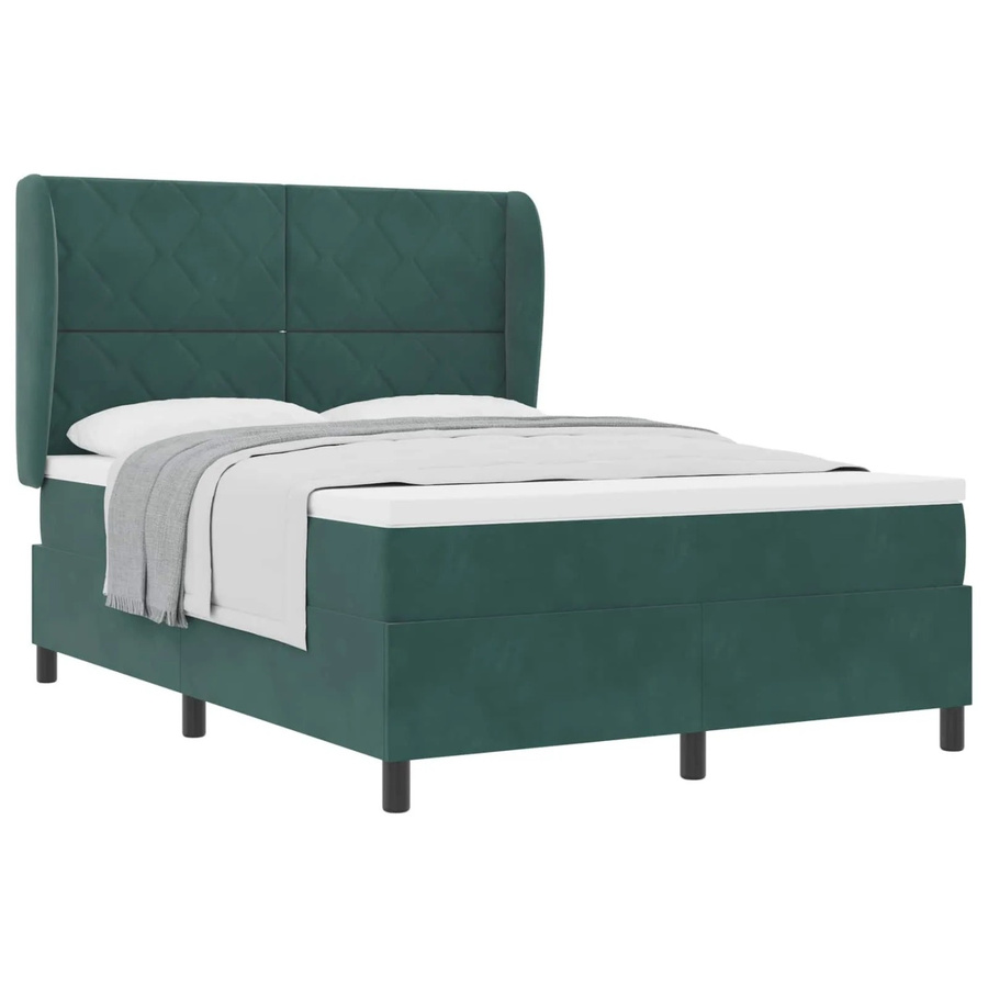 vidaXL Boxspringbett mit Matratze und Taschenfederkern in Dunkelgrün B/T/H: 140 x 200 x 28 cm - Bild 2