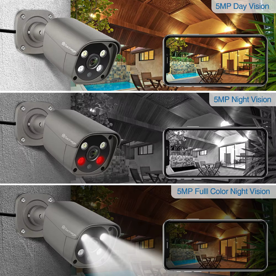 Techage IP Überwachungskamera für Outdoor mit 4K Auflösung, Metallgehäuse, PoE, H.265, Zwei-Wege-Audio und KI-Funktion für NVR-Systeme - Bild 4