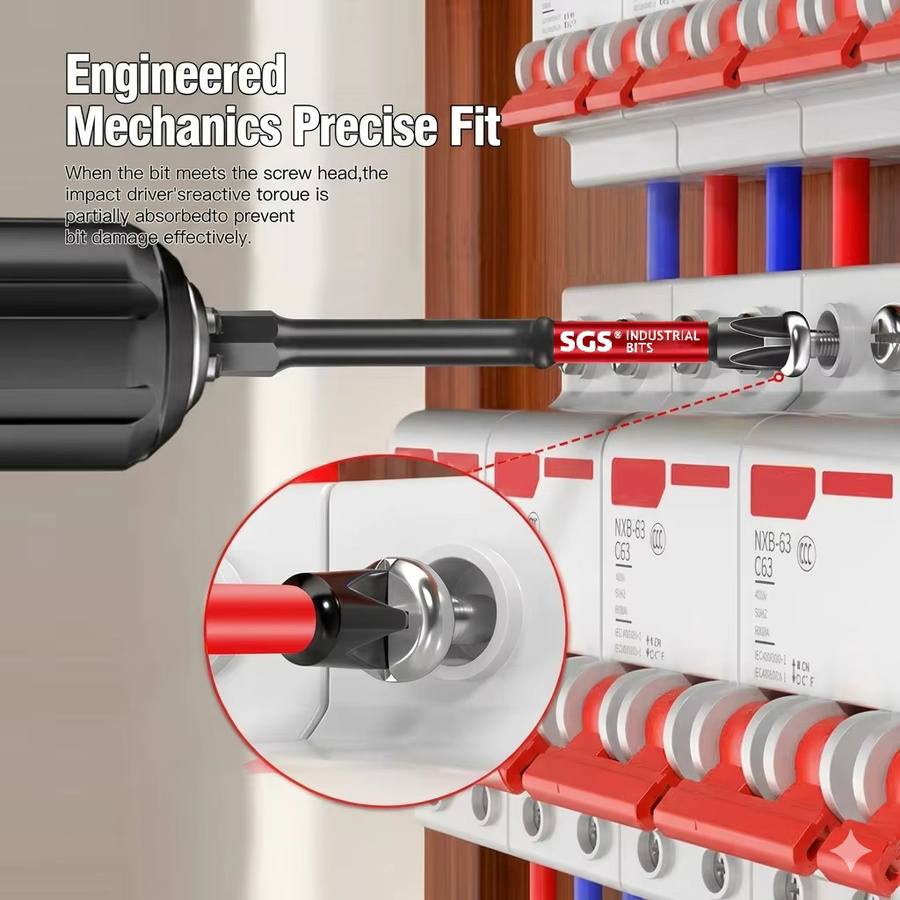 FPH Elektriker-Schraubendreher-Bit-Set aus S2-Stahl mit 65 mm Länge, magnetisch für Reparaturen an Zählerkästen, Verteilerschränken und Leistungsschaltern - Bild 4