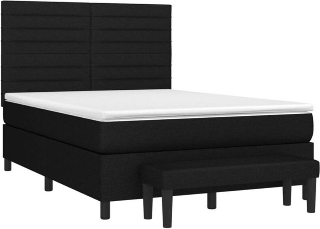 Vidaxl Boxspringbett mit Matratze aus Stoff in Schwarz B/T/H: 140 x 200 cm - Bild 1