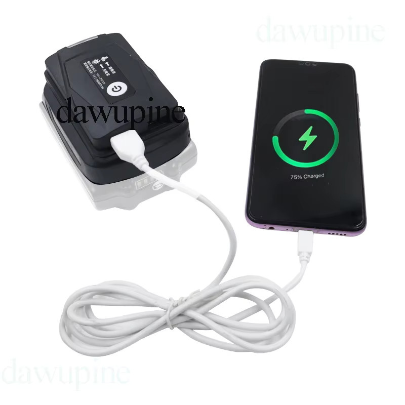 Dawupine Li-Ion Batterie Fall Adapter für Makita 18V mit Dual USB Ports als Power Bank und LED Arbeitslicht in Schwarz - Bild 3