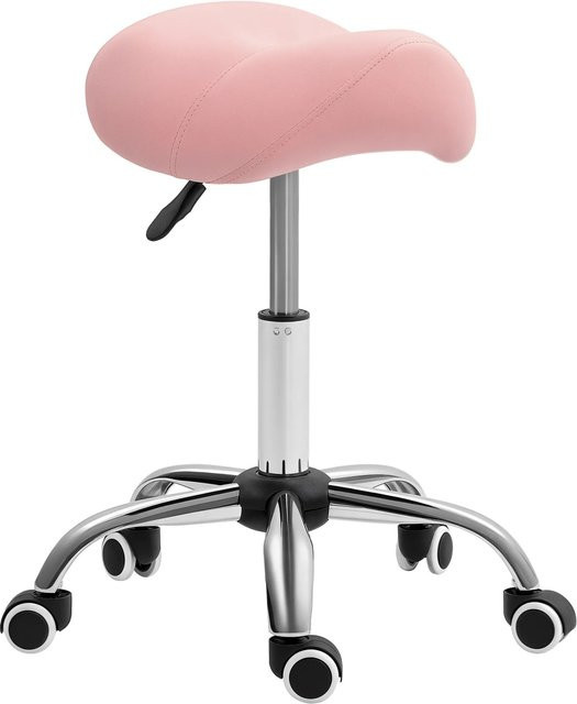 HOMCOM Rollhocker aus Kunstleder in Rosa mit Rollen, B/T/H: 52 x 53 x 49-61 cm - Bild 1