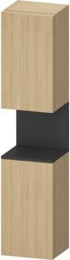 Duravit Hochschrank Qatego in Grau und Eiche Natur, Wandmontage, 2 Türen mit Glaseinsatz, B/T/H: 40 x 36 x 176 cm - Bild 1