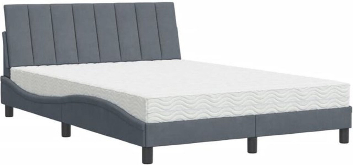 Modernes Polsterbett Vidaxl aus Samt und Metall in Grau, B/T/H: 120 x 200 x 74,5 cm - Bild 1