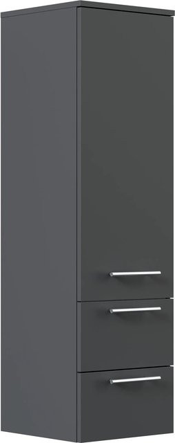 Posseik Hochschrank mit Glaseinlagen und Soft-Close-Türen in Grafit, Breite: 120 cm - Bild 1