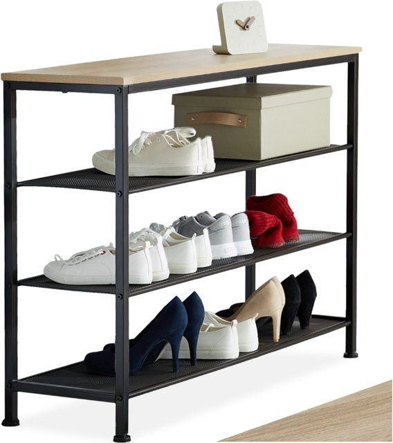 tectake Schuhregal im Industrial Style mit Ablage und 3 Gitterablagen, B/T/H: 100 x 30,5 x 72,5 cm - Bild 1