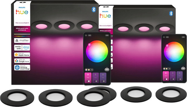 Philips Hue Einbaustrahler Slim 6er-Pack LED White & Color Ambilight Schwarz - Bild 1