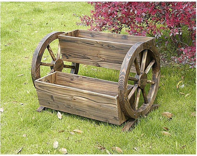 HTI-Living Blumenkasten Rustikal mit 2 Pflanzgefäßen und Wagenrad-Design - Bild 1