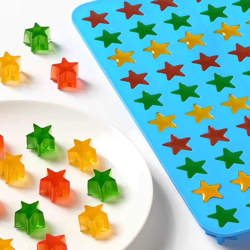 Silikonform Star in Blau für Gummibonbons, Schokolade und Eiswürfel mit Antihaftbeschichtung - Bild 3
