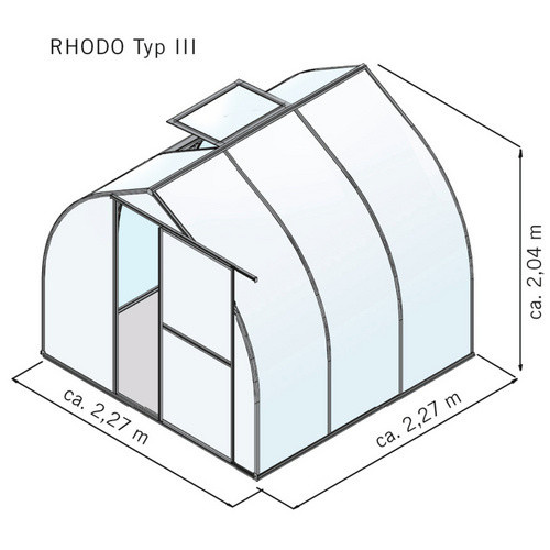 KGT Gewächshaus Rhodo Bausatz mit Schiebetür aus Aluminium und Polycarbonat in Silberfarben, 5,16 m² - Bild 2