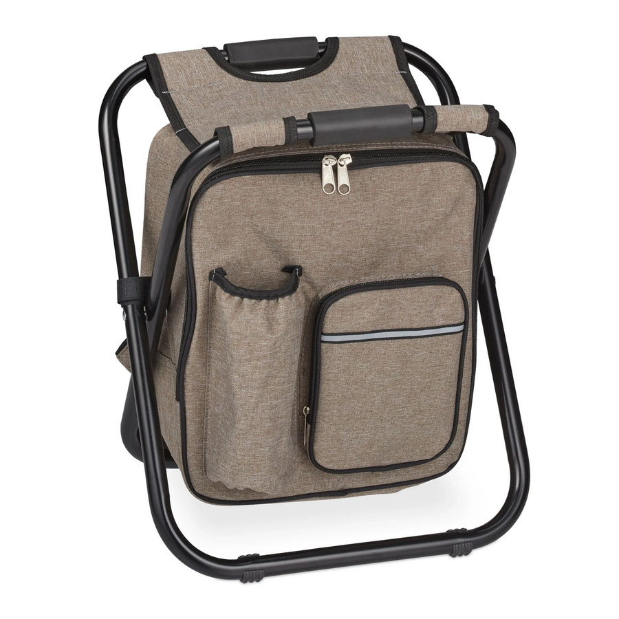 Relaxdays Campinghocker klappbar aus Eisen und Polyester in Beige und Schwarz, B/T/H: 42 x 35 x 29 cm - Bild 2