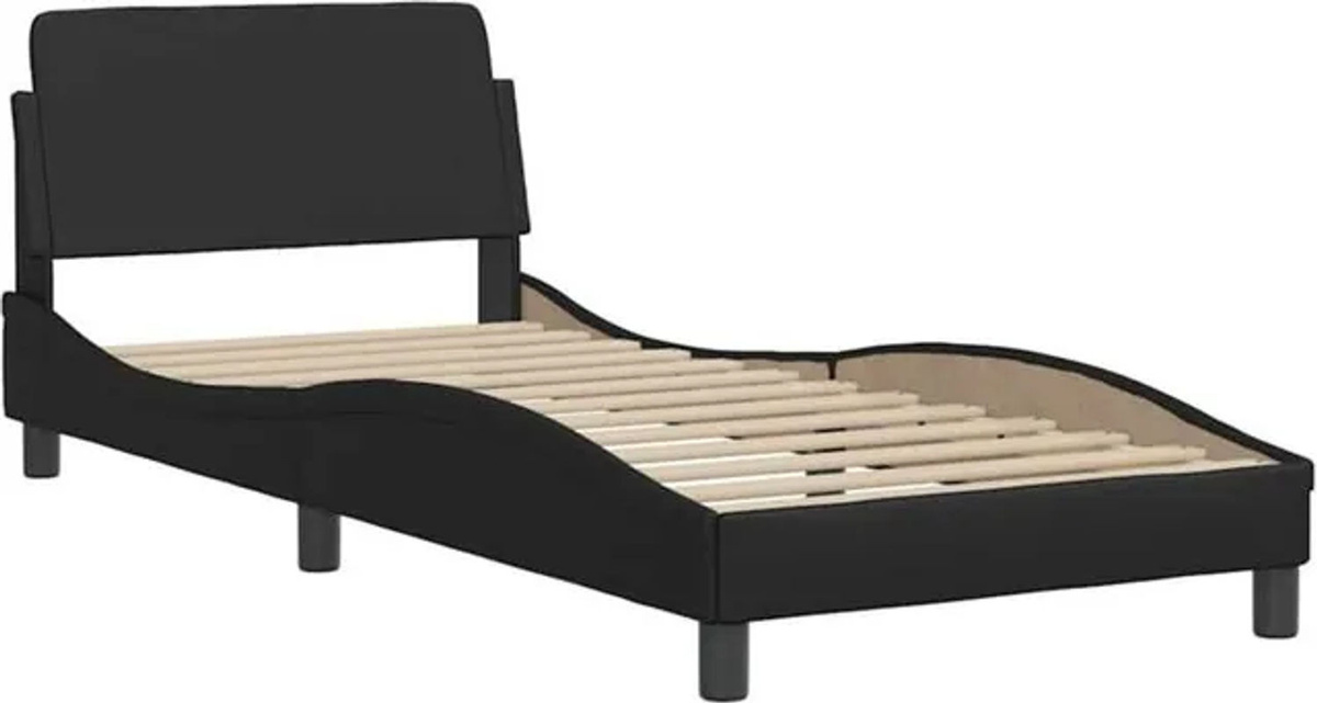 Modernes Polsterbett Dover von vidaxl in Schwarz aus Kunstleder mit Metallgestell, Breite: 90 cm, Länge: 200 cm - Bild 1