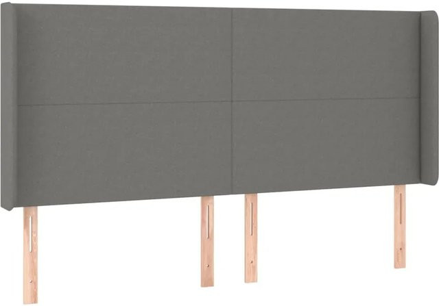 vidaXL LED Kopfteil Dunkelgrau mit USB-Ladeport und integrierter Beleuchtung, B: 163 cm, T: 16 cm, H: 118/128 cm - Bild 1