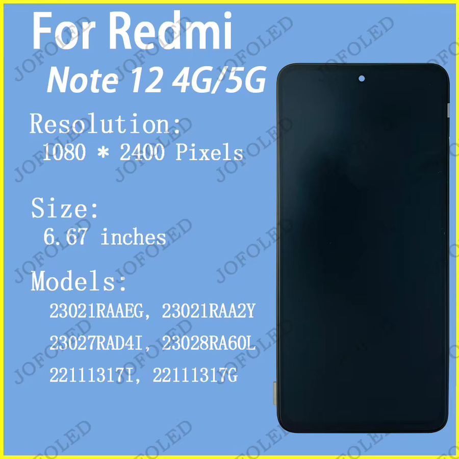 Xiaomi Redmi Note 12 4G 5G AMOLED Display mit Touchscreen Digitizer in Schwarz, 6,67 Zoll - Bild 2