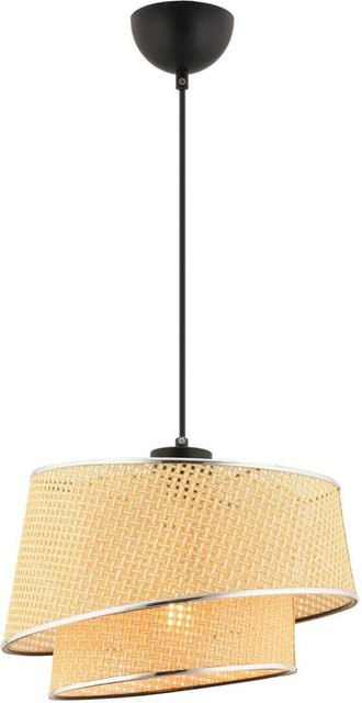 Opviq Pendelleuchte Barette in Beige und Silber aus Stoff und Metall, E27, B/H/T: 32 x 65 x 32 cm - Bild 1