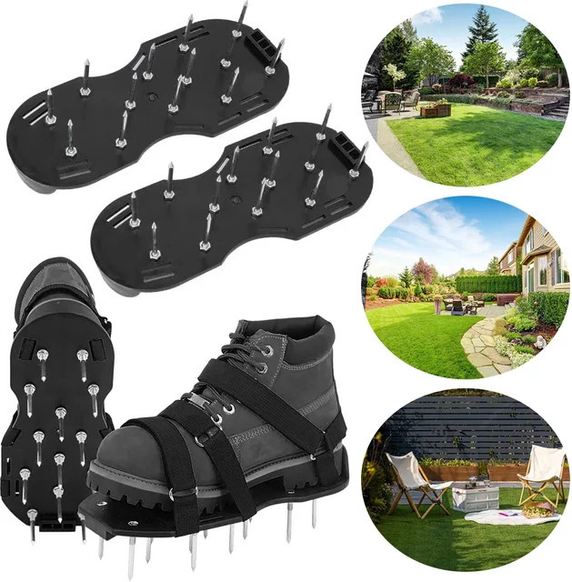 Alloet Rasenbelüfter Schuhe mit Stacheln und verstellbarem Riemen in Schwarz - Bild 1