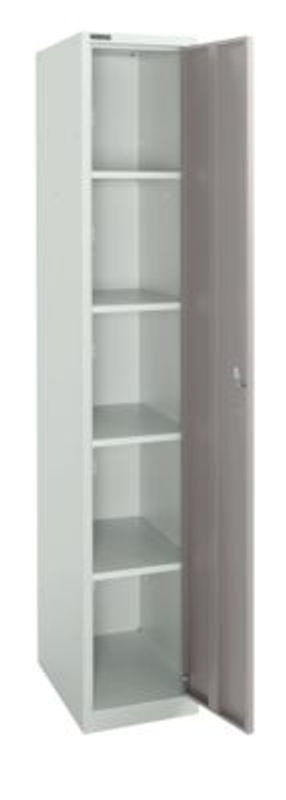 Schäfer Shop Select Garderobenschrank mit 1 Abteil, 5 Fächern und 4 Fachböden, abschließbar, lichtgrau/platingrau, Breite: 35 cm - Bild 2