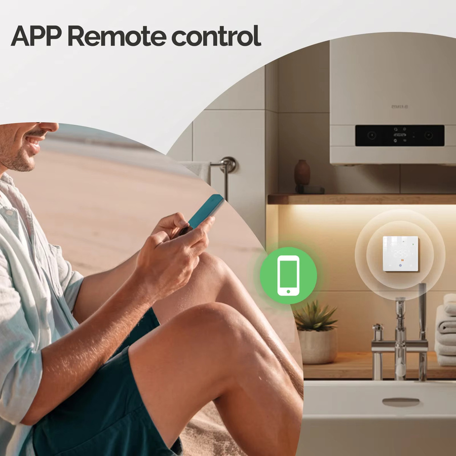 MOES Smart Thermostat Tuya WiFi/ZigBee Batteriebetriebener Temperaturregler für Gaskessel kompatibel mit Alexa und Google Home in Schwarz oder Weiß - Bild 5