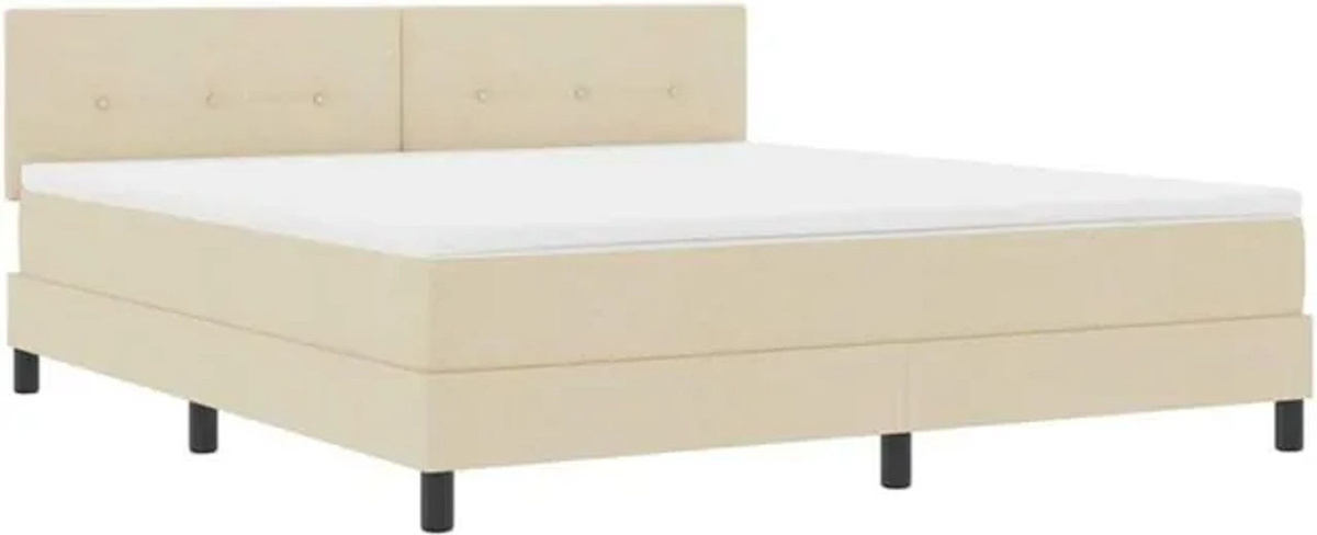vidaXL Boxspringbett mit Matratze in Beige aus Stoff, B/T/H: 180 x 200 x 88 cm - Bild 1