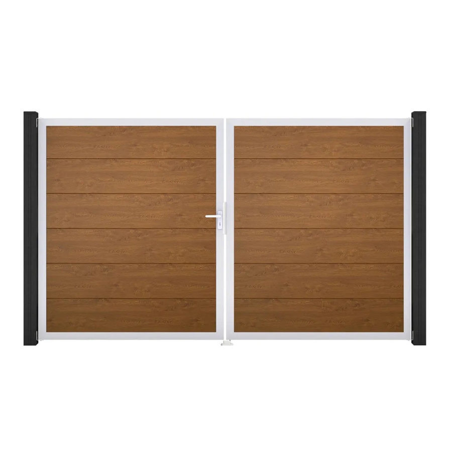 GroJa Steckzaun Tor BasicLine DIN Links EV1 Doppel-Tor in Golden Oak - Bild 2