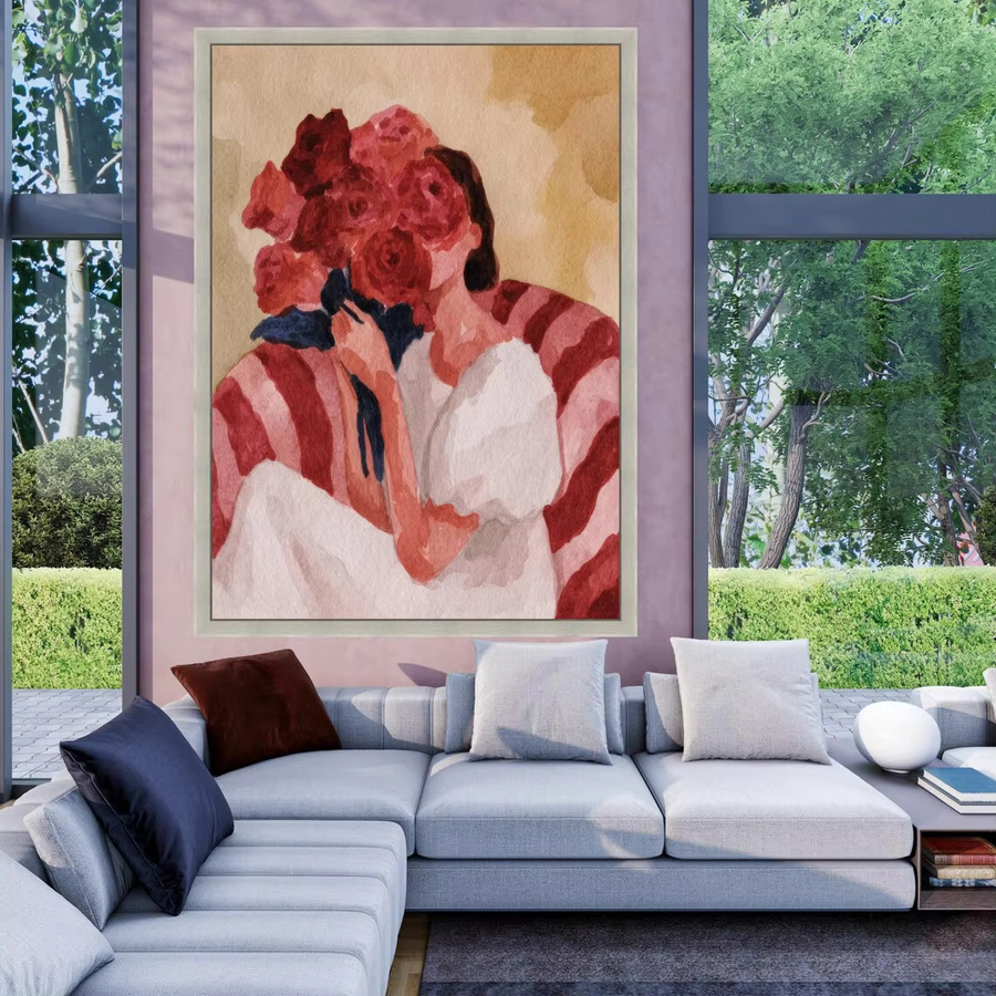 Minimalistisches Leinwandbild von SHENCHEN mit Blumen-Porträt in Mehrfarben - Bild 4
